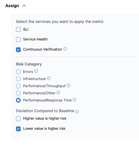 Assign section with risk category and deviation settings