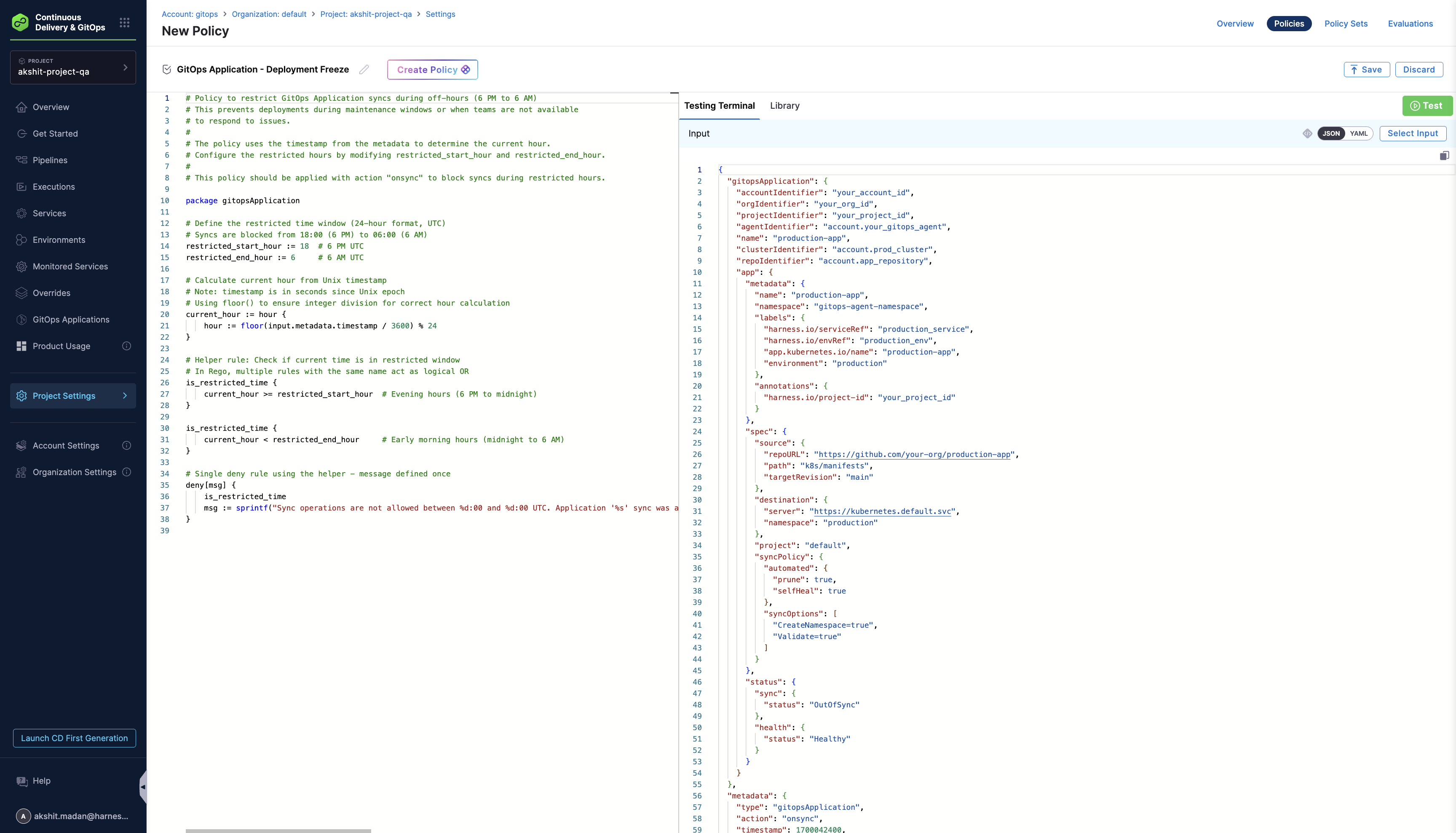 Deployment freeze policy in editor