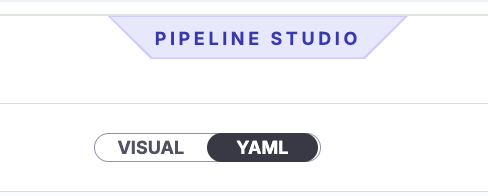 Click to view full size image Switch between Visual and YAML editors in Pipeline Studio