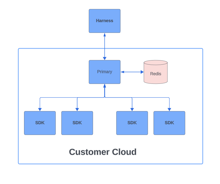 A diagram of the Relay Proxy V2 Architecture in Single Proxy Mode. 