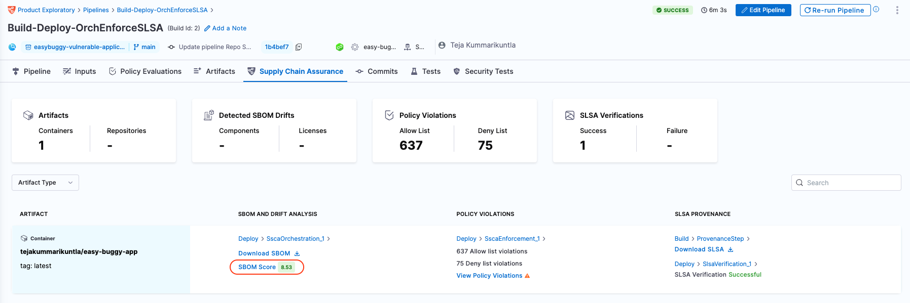 &quot;SBOM Score from Supply Chain Tab&quot;