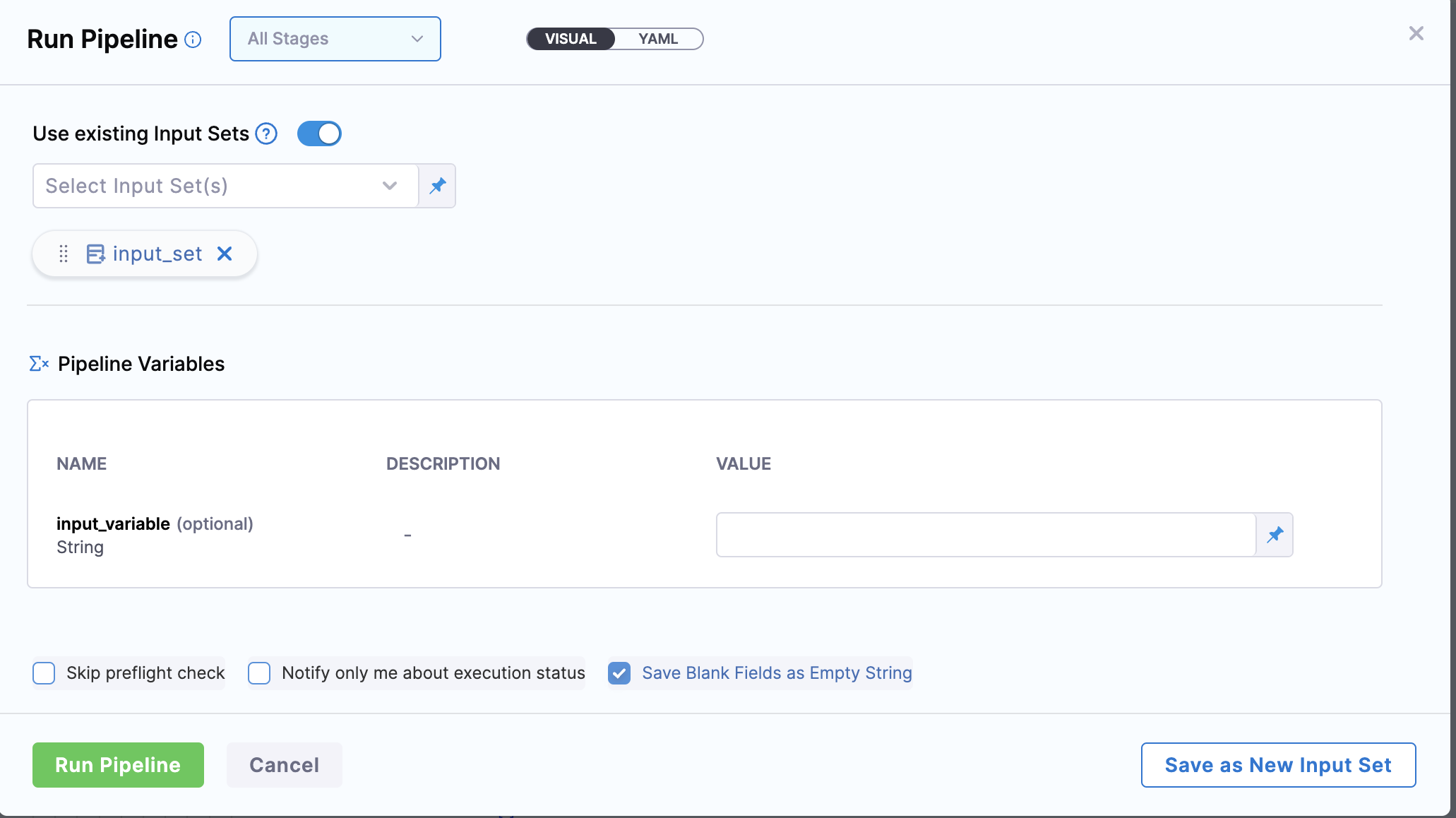 Click to view full size image Input set with the Save Blank Fields as Empty String checkbox enabled