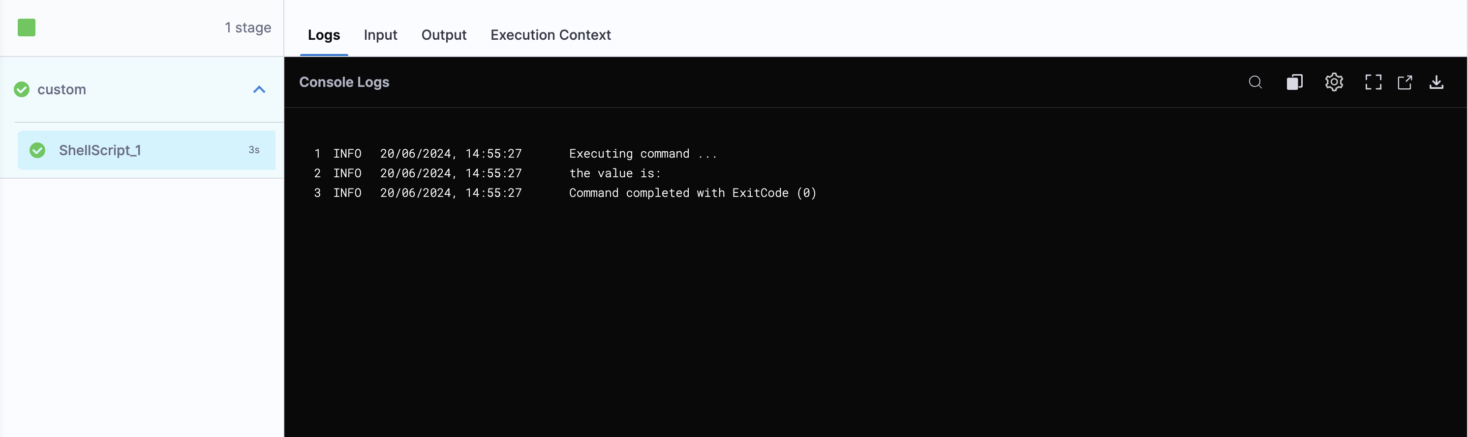 Click to view full size image Execution output treating input_variable as an empty string after enabling the setting