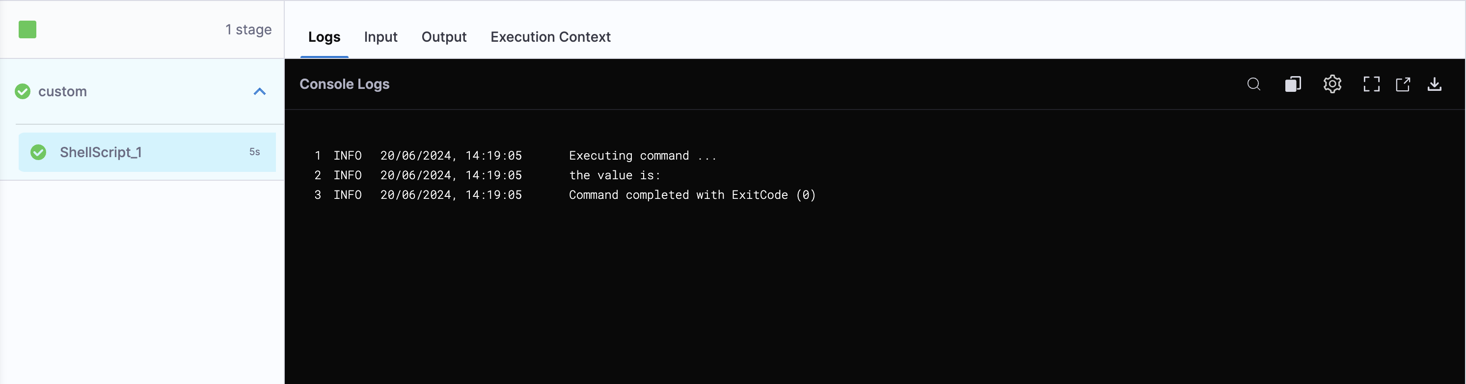 Click to view full size image Execution output treating input_variable as empty when run without an input set